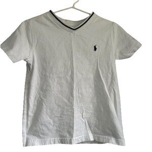 polo ralph lauren shirt White Blue Trim Nautical Preppy Old Money Tennis prep